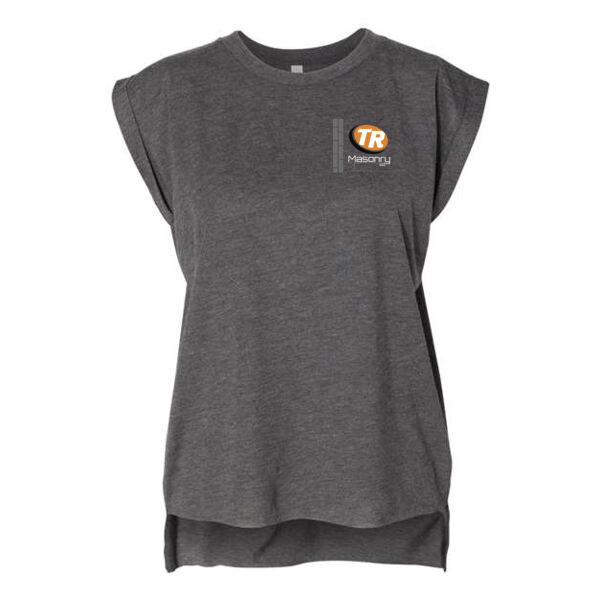 BELLA + CANVAS - Women’s Flowy Rolled Cuffs Muscle Tee - Printed Logo Thumbnail
